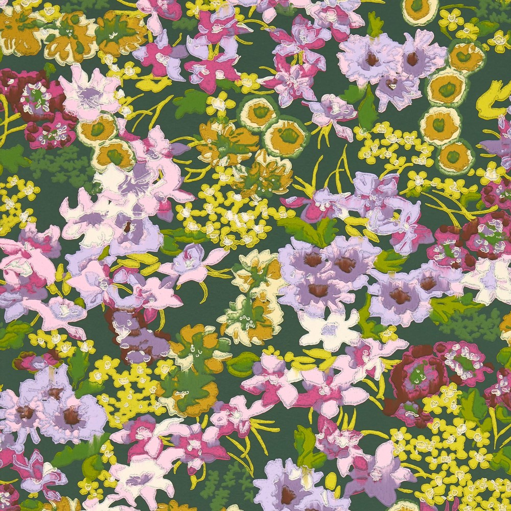 Wildflower Meadow Wallpaper 113049 by Harlequin X Sophie Robinson in Emerald Amethyst Peridot